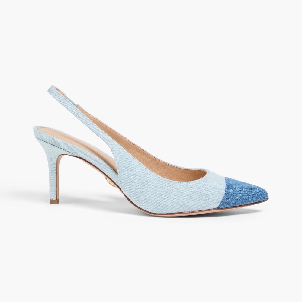 Veronica Beard Liliana 70 Two-tone Denim Slingback Pumps